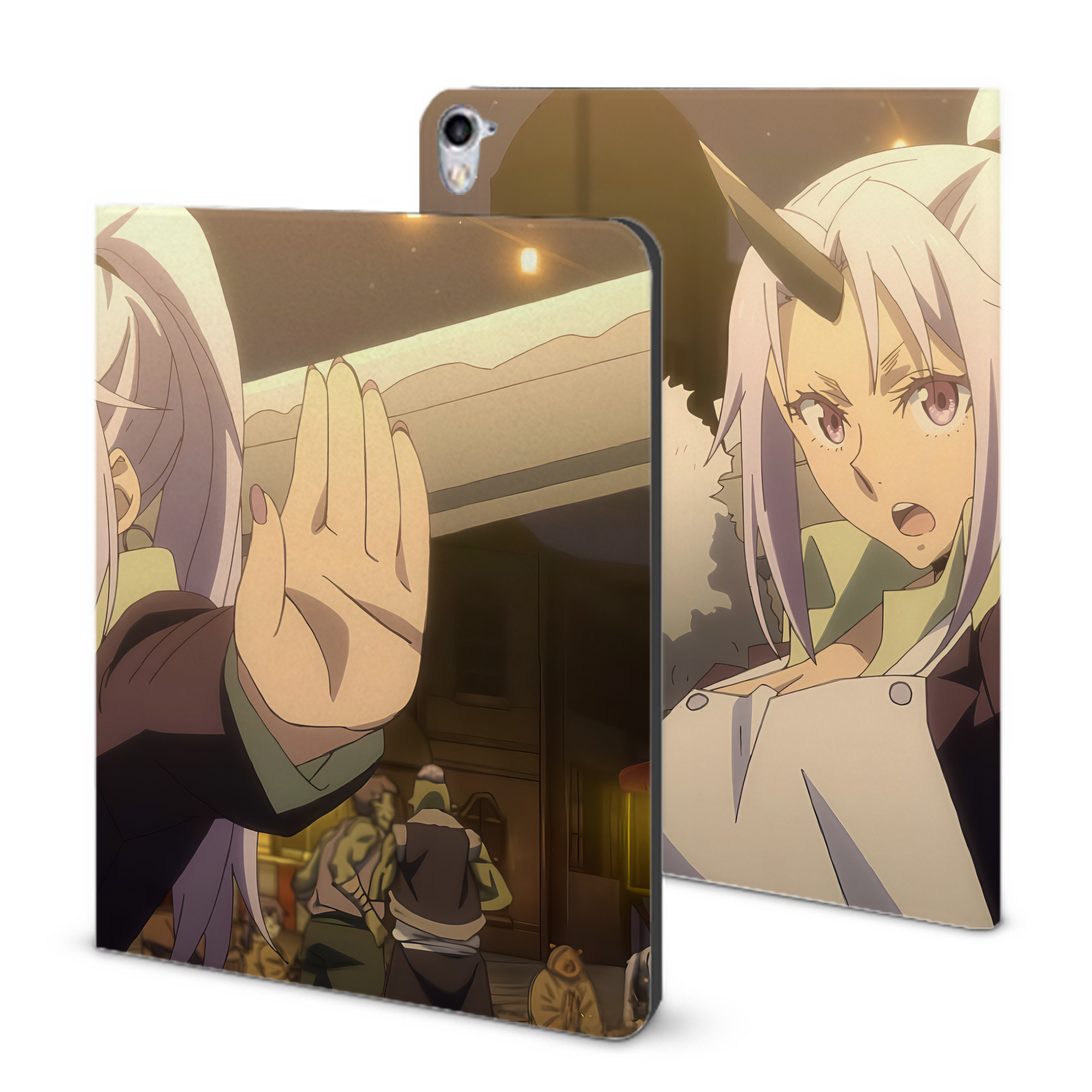 （画像用） 転スラ Regarding Reincarnated to Slime IPad ケース ブック型 PUレザー TPU 耐衝撃 軽量 薄型 ペン収納なし 全面保護 IPad 各モデル対応